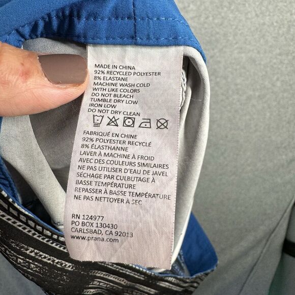 Prana Board Shorts 33 Mens Blue Striped Back Pocket Swim Trunks Bathing Suit - Picture 14 of 15